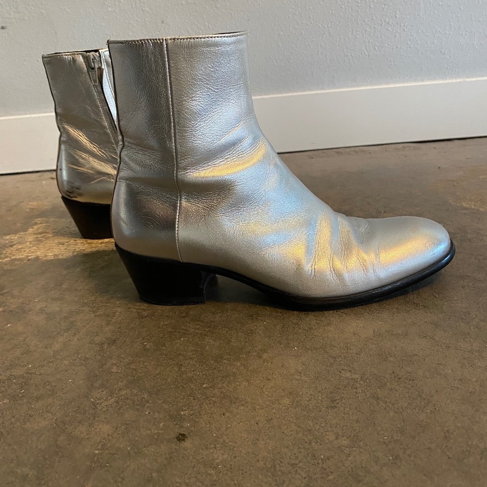 Maison Martin Margiela MMM silver leather ankle boots 38 AMAZING boot bootie